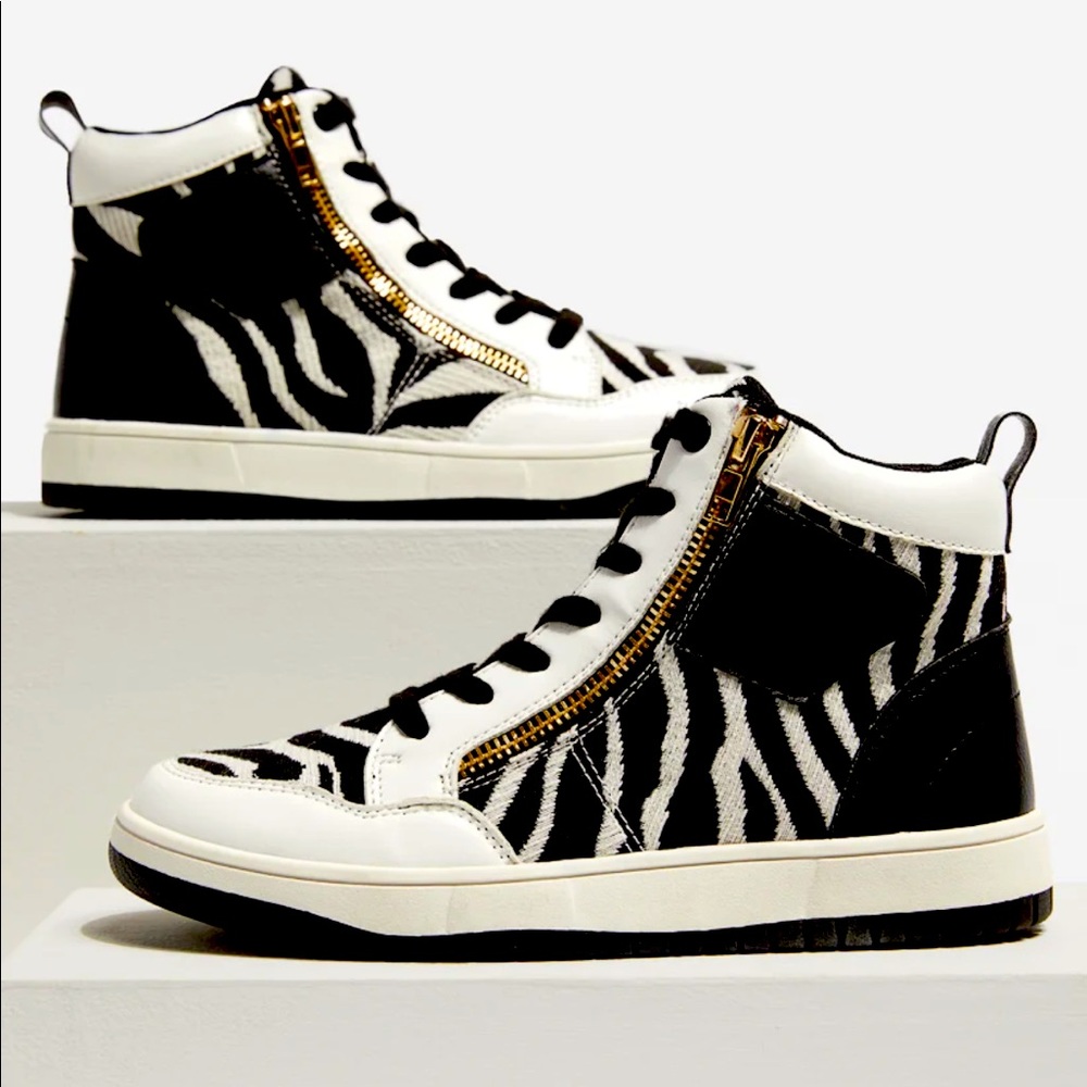 Shoe Dazzle High Top Zebra Sneakers